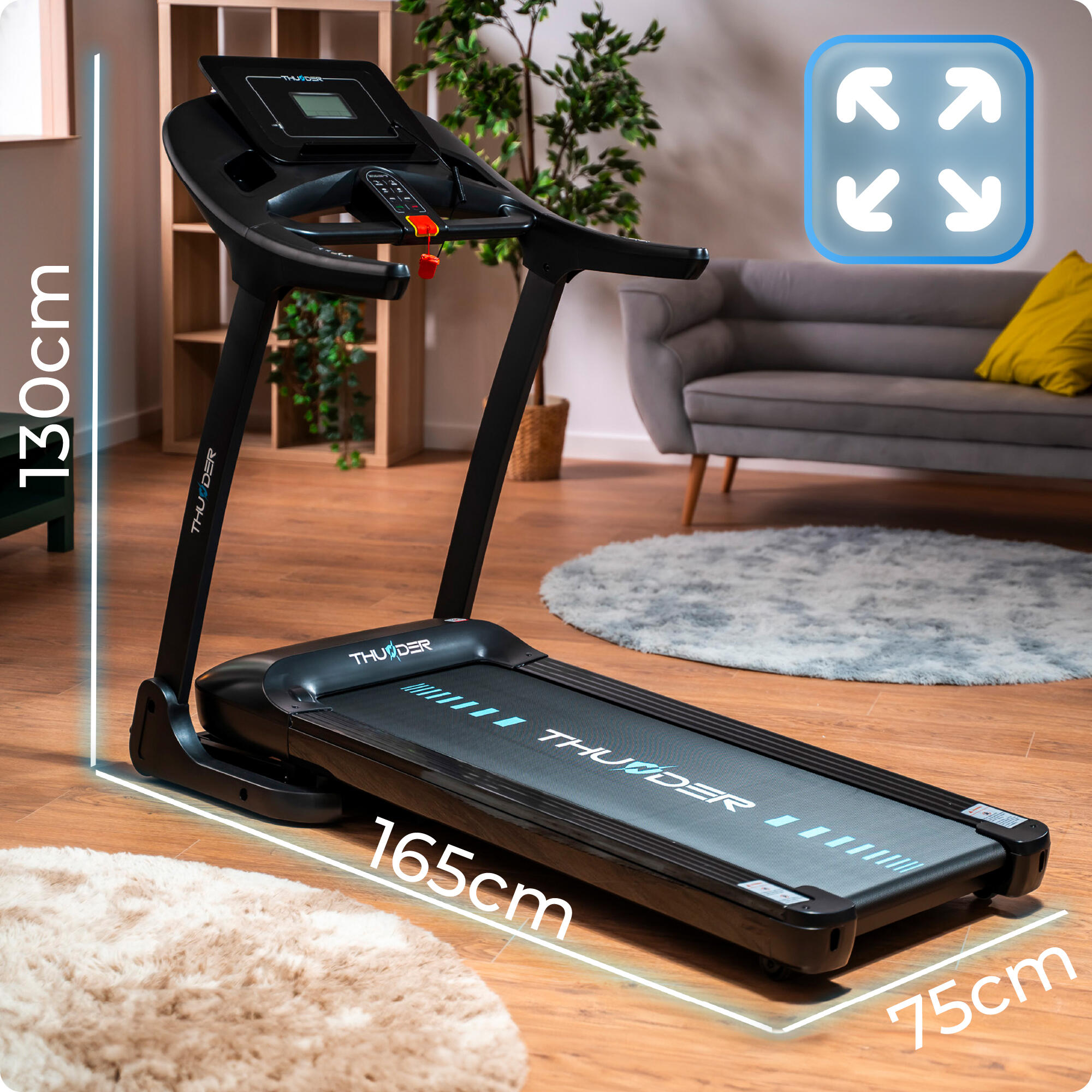 Passadeira Thunder PHENOM-S-BLACK 120x45cm 18km/h FitShow dobrável Bluetooth 2/7