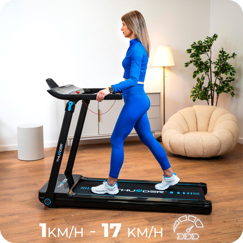 Běžecký pás Thunder ULTRA BLACK 122x45cm 17km/h FitShow sklápěcí Bluetooth