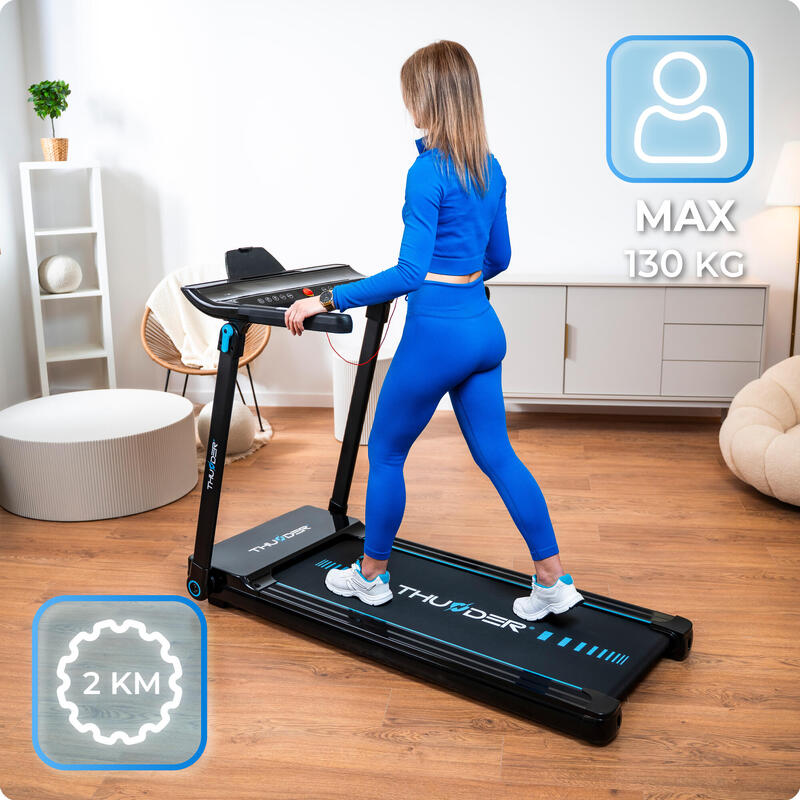 Běžecký pás Thunder ULTRA BLACK 122x45cm 17km/h FitShow sklápěcí Bluetooth