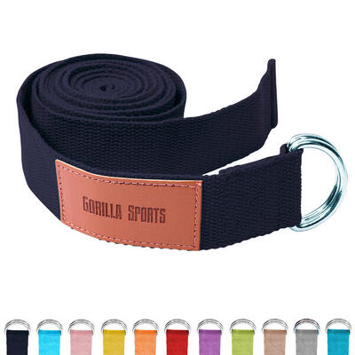 Yoga riem - 260 x 3.8 cm - katoen - gesp - zwart