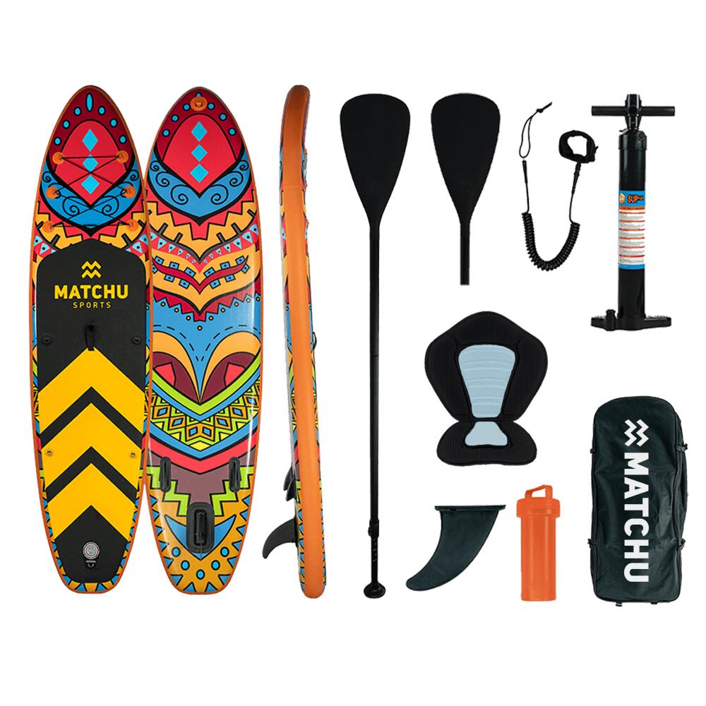 Matchu Sports - Stand Up Paddle Gonflable / Sup Board 320x81x15 - Double Dropstitch Technologie - Planche De Stand Up Paddle - Multicolore|noir|orange|rouge - 320 Cm - Decathlon