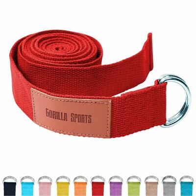 Yoga riem - 260 x 3.8 cm - katoen - gesp - rood