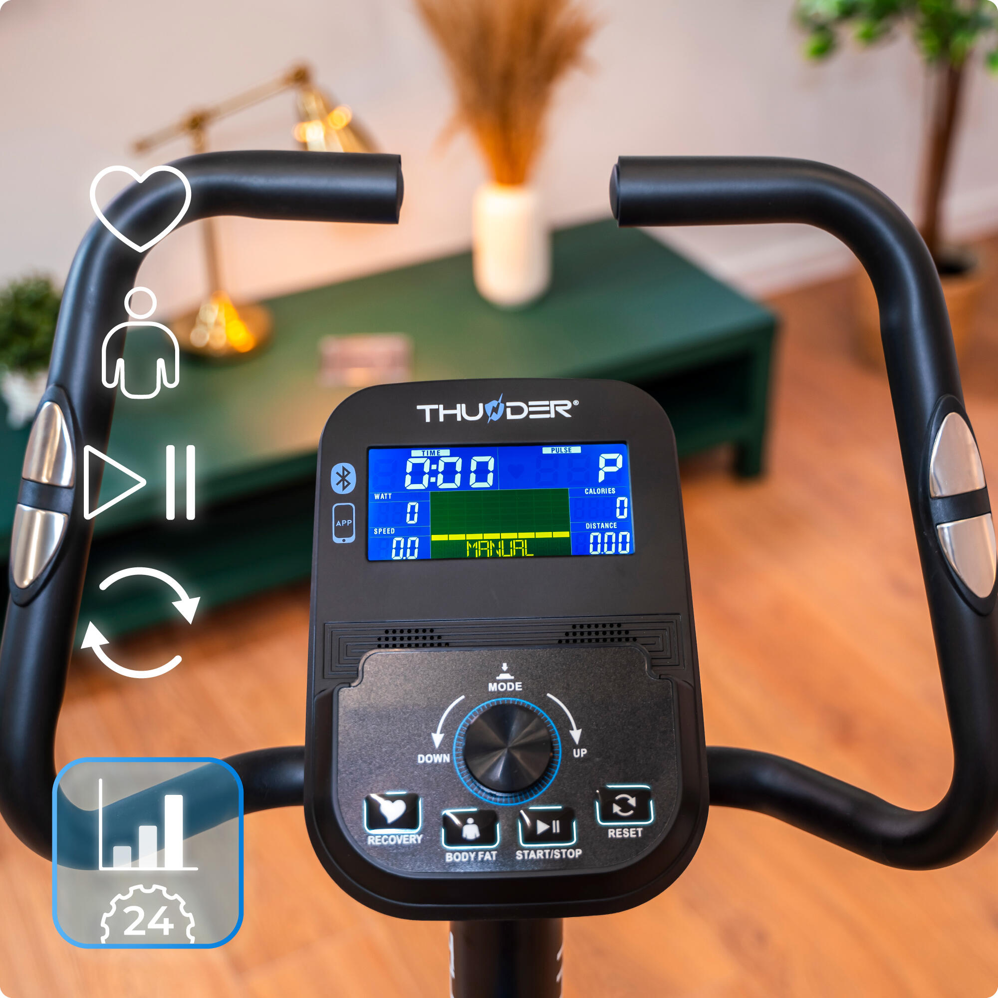 Vélo d'appartement TRIX électromagnétique 8kg roue d'inertie 32 niveaux 3/8
