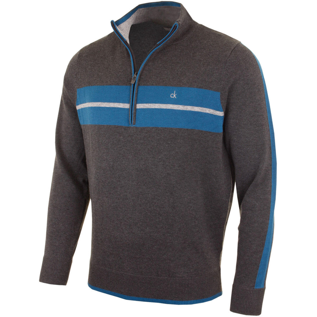 CALVIN KLEIN Calvin Klein Golf Mens CK Vertex 1/2 Zip Stripe Sweater - Charcoal - S