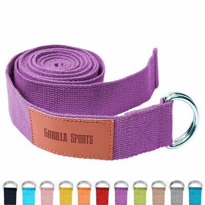 Yoga riem - 260 x 3.8 cm - katoen - gesp - paars