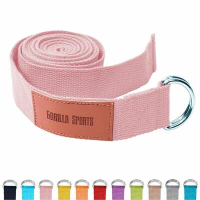 Yoga riem - 260 x 3.8 cm - katoen - gesp - roze