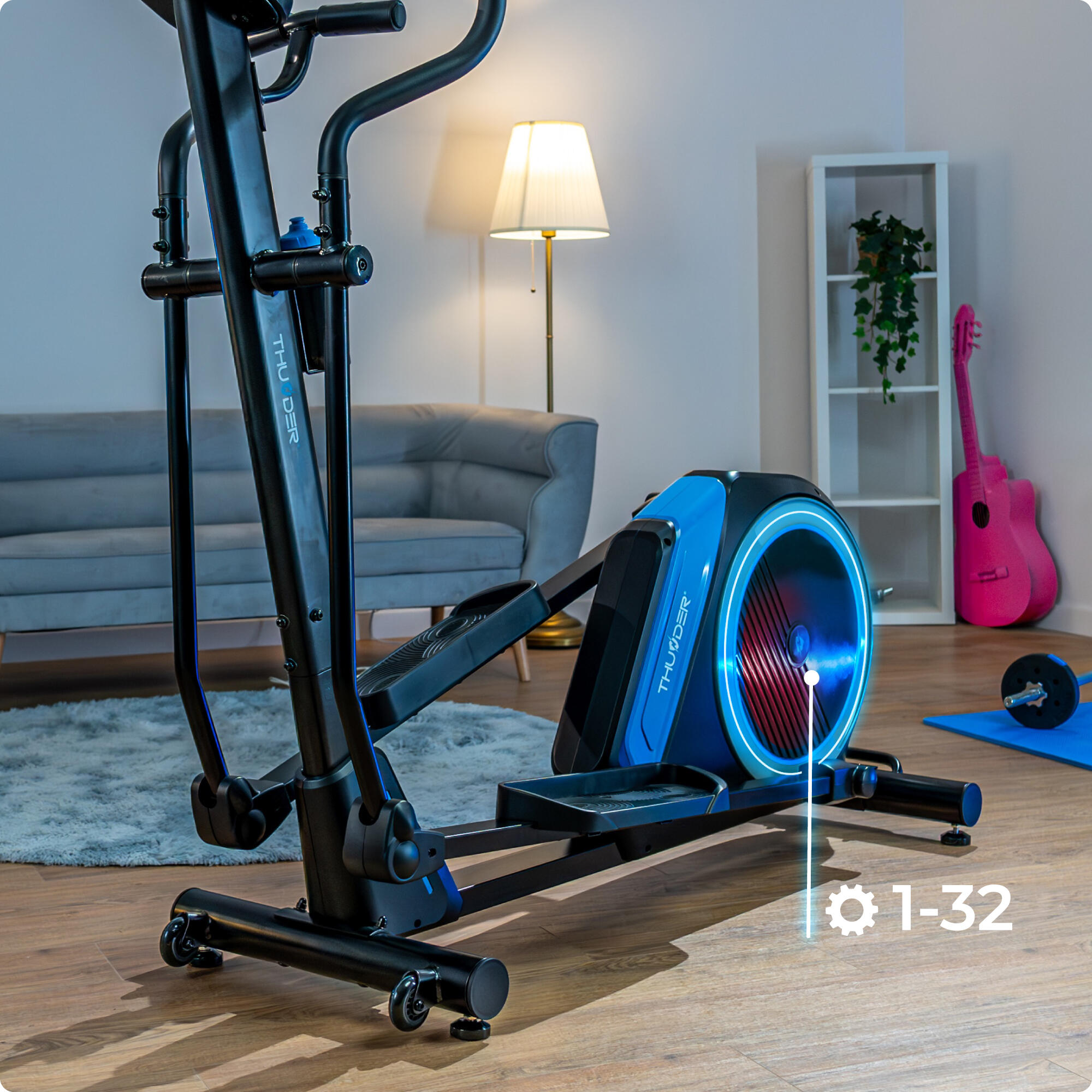 Vélo elliptique GROW électromagnétique 13kg roue d'inertie 32 niveaux 4/8