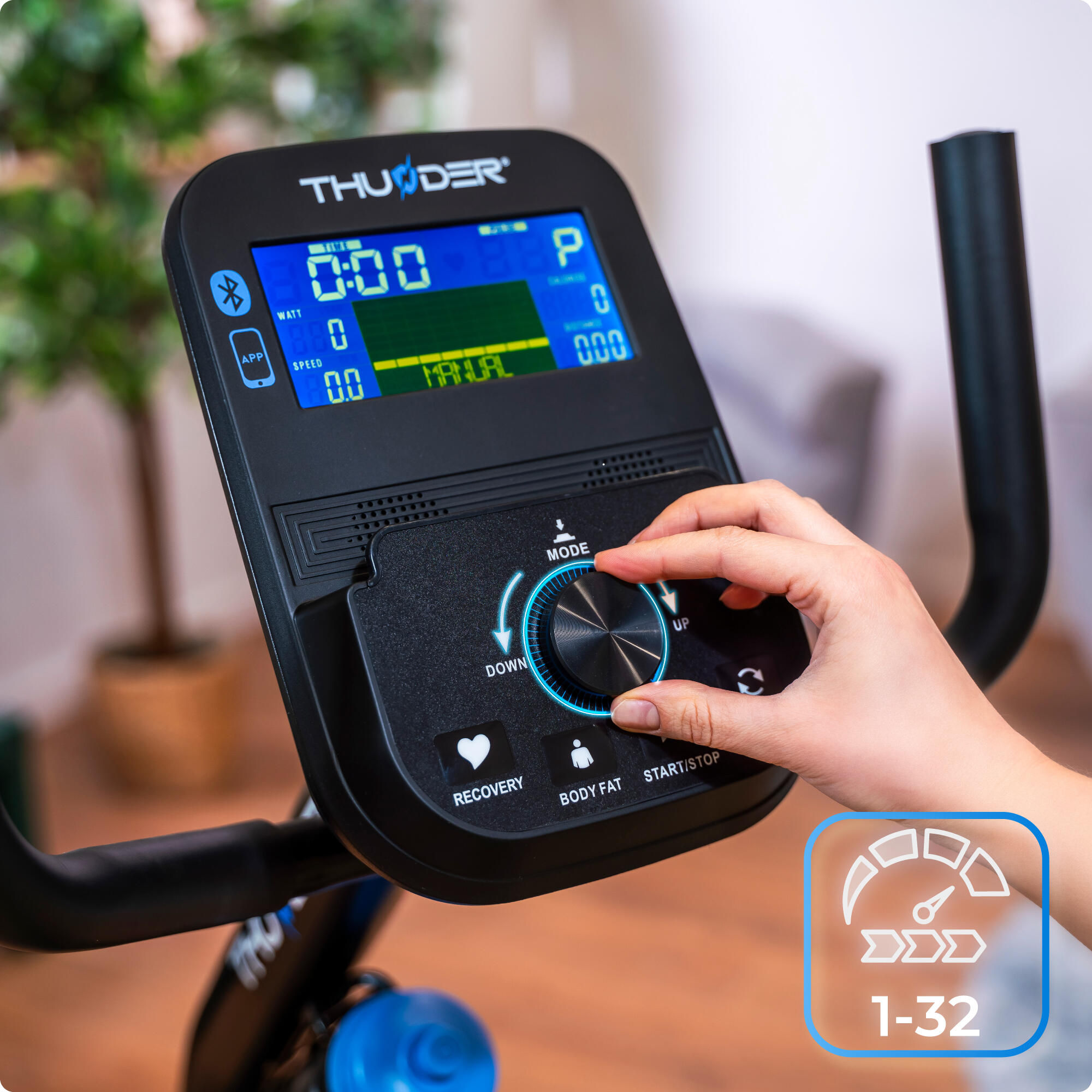 Heimtrainer OPAL elektromagnetisch 10kg Schwungrad 32 Widerstandsstufen 3/8