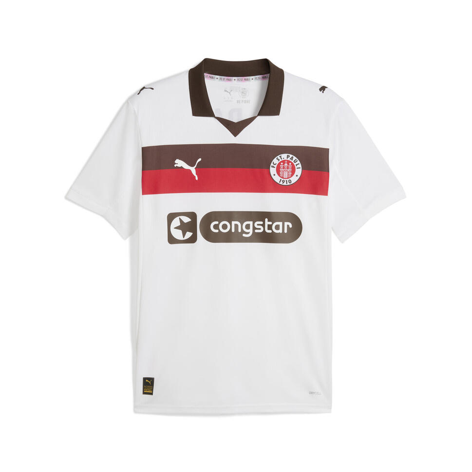 Męska koszulka wyjazdowa FC St. Pauli 25/26 PUMA White Espresso Brown