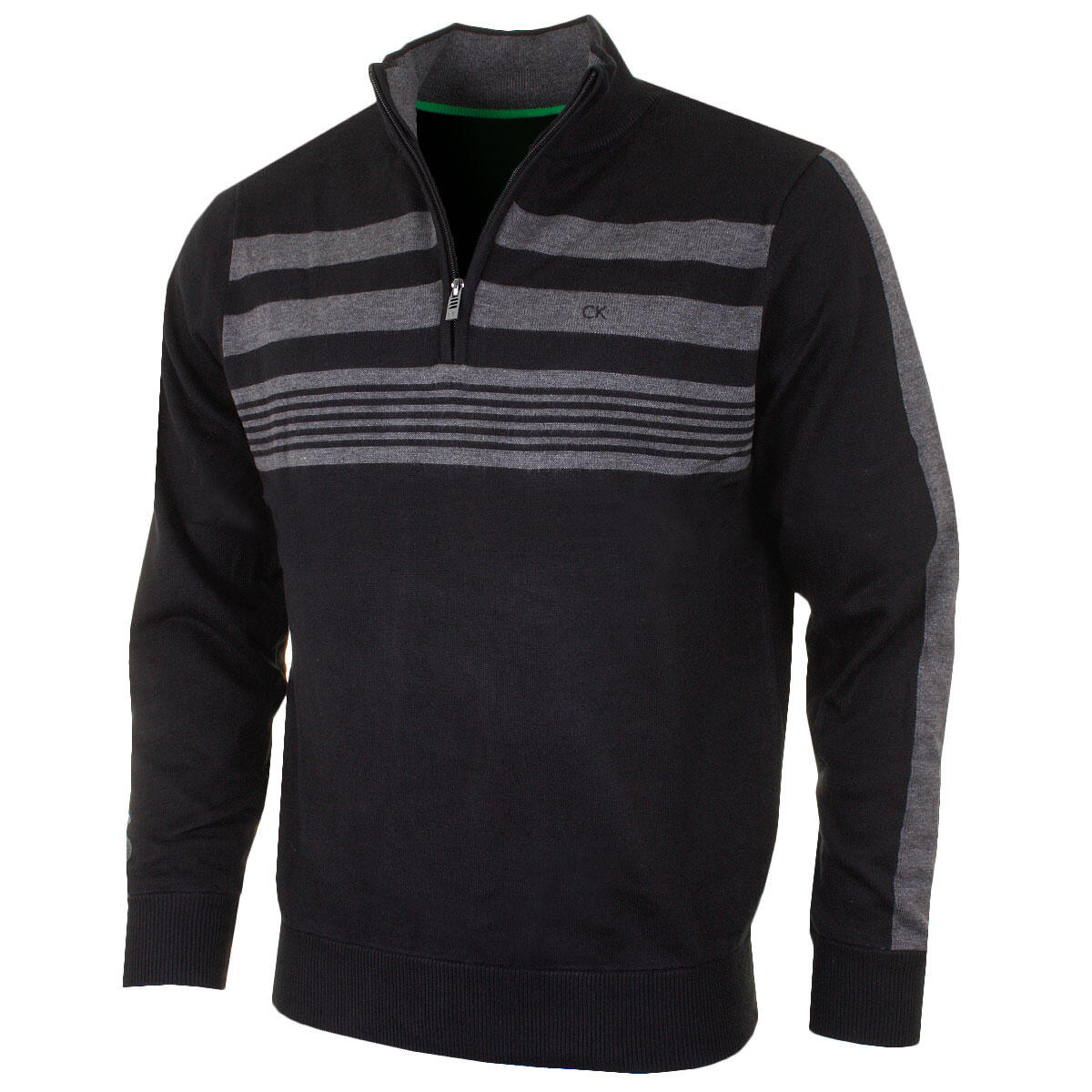 Calvin Klein Golf Mens CK Stripeblock Lined Sweater - Black - S 1/3
