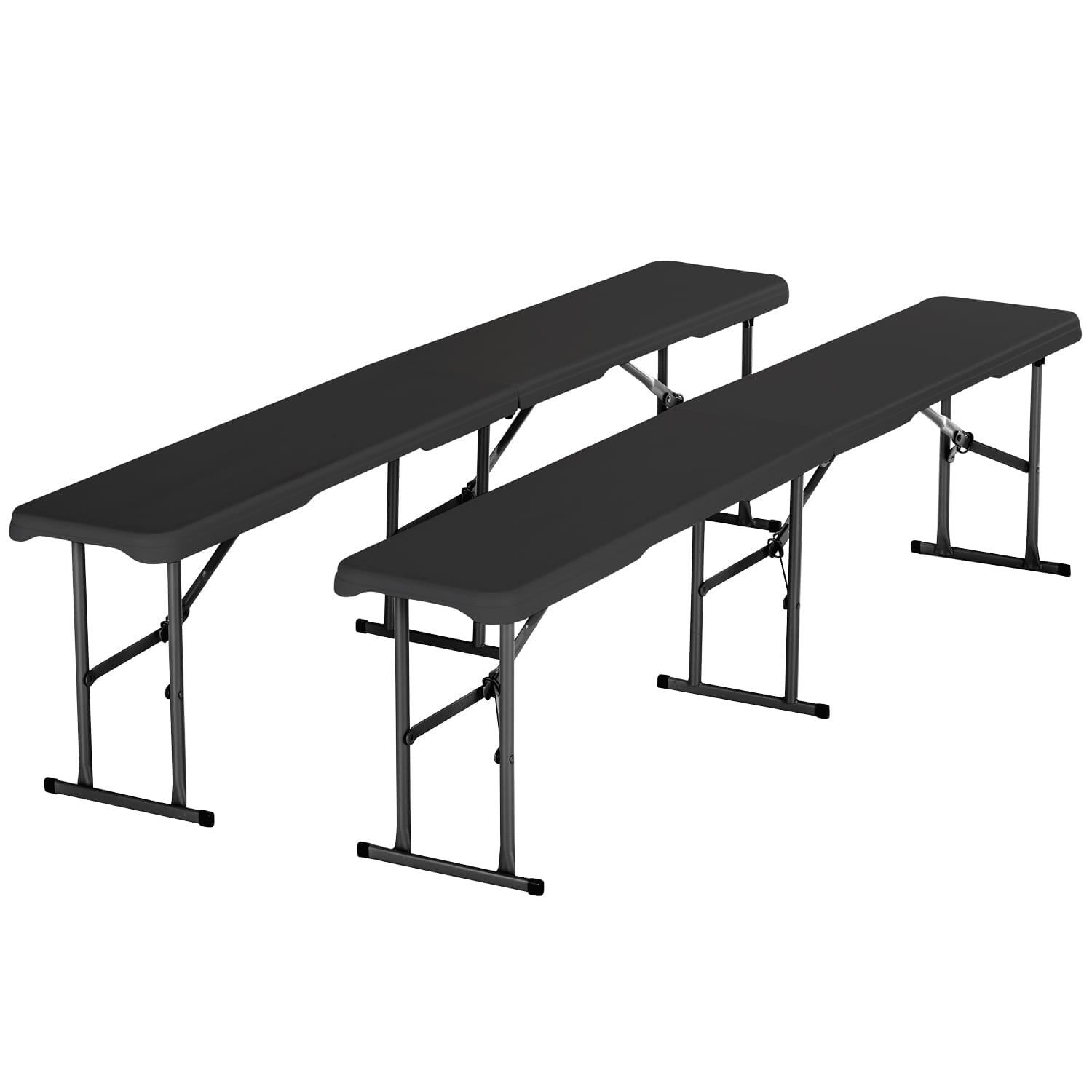 Skandika - Lot De 2 Bancs Pliables Masi - Camping - Pique-nique - 180 Cm- Max 300 Kg - Chaise - Gris|marron|noir - Taille Unique - Decathlon