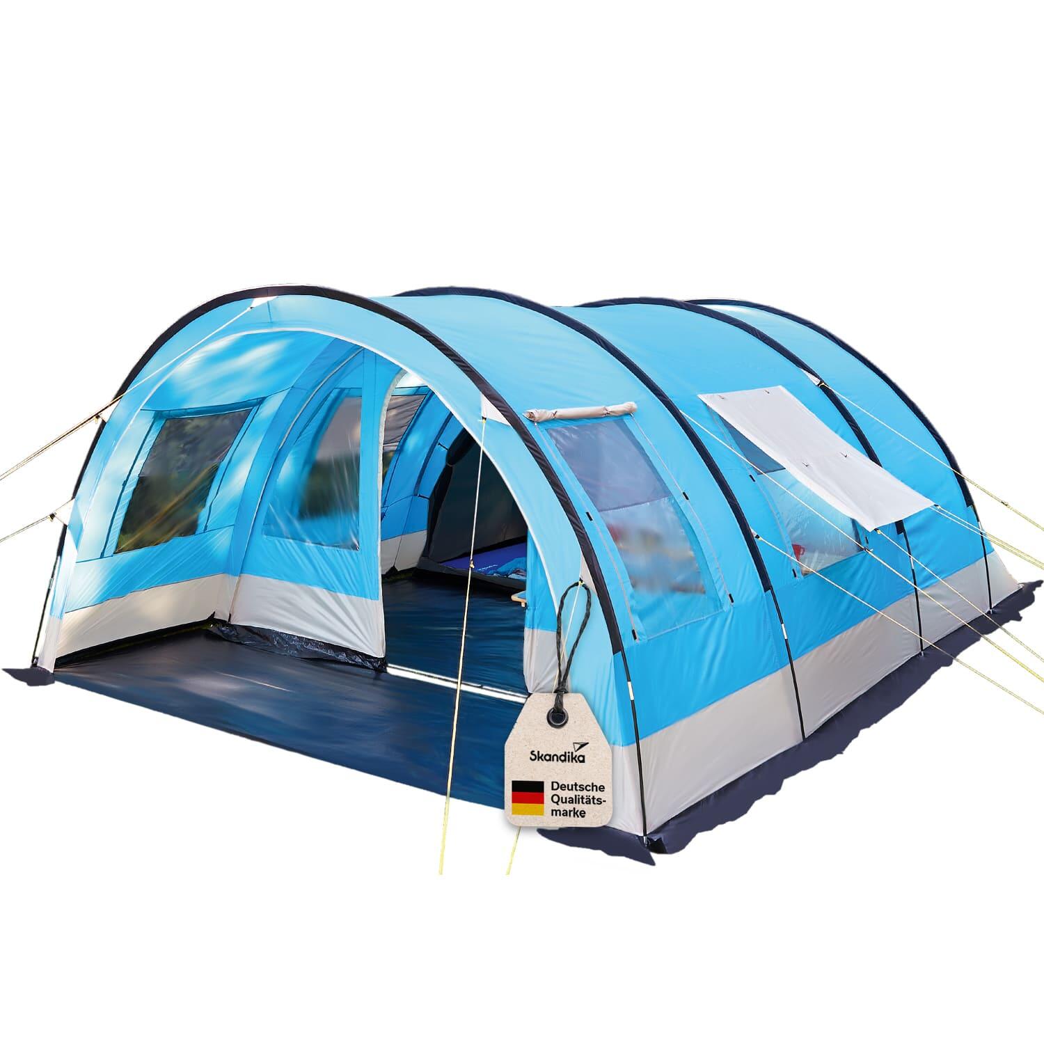 Skandika - Tente Familiale Tunnel Helsinki - 6 Pers - 1 Cabine Divisble - Étanche - Anti-uv - Tente - Bleu - 6 Places - Decathlon