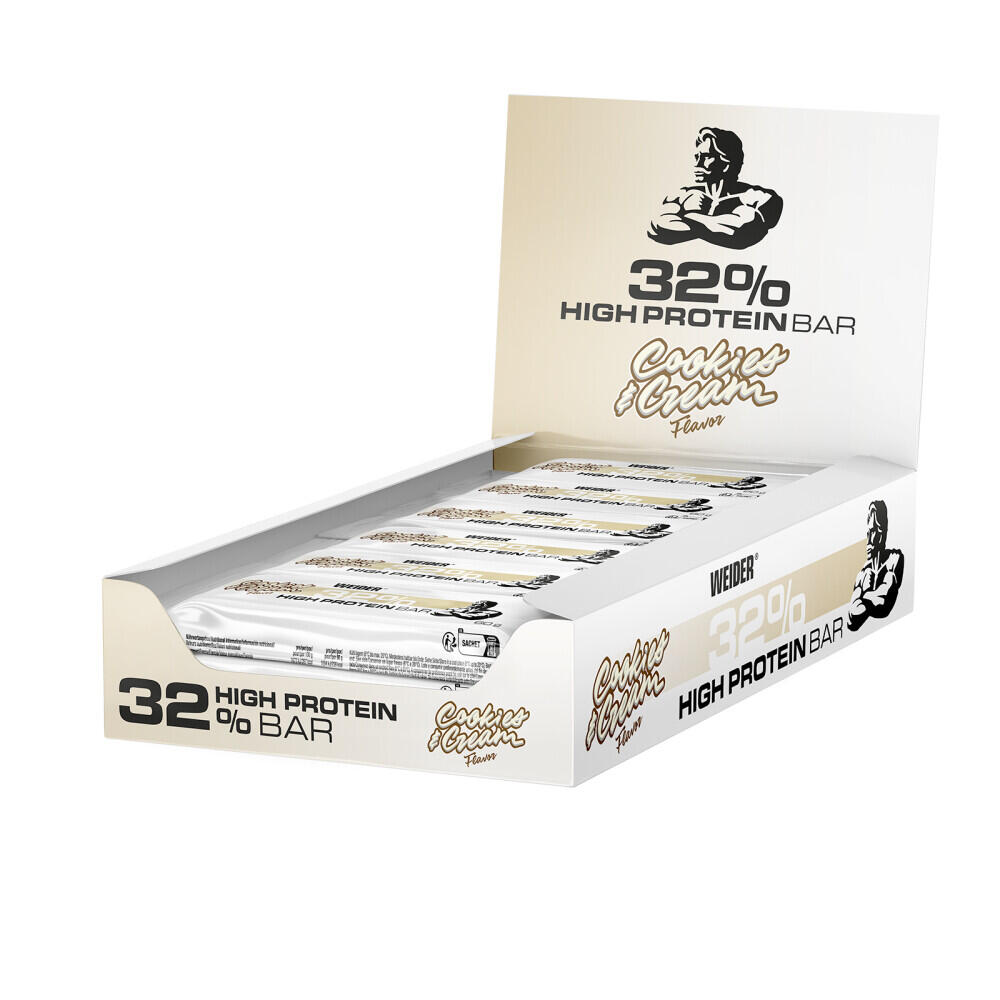 WEIDER 12 x Weider 32% Protein Bar 60 g Riegel | COOKIES & CREAM
