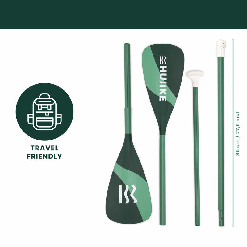 Pagaia de Stand Up Paddle e Kayak 2 en 1, HUIIKE, Verde, Ajustável, Destacável 2/7
