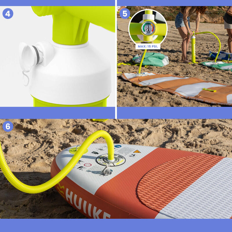 Bomba Sup de Dupla Ação Manual, HUIIKE, Verde Lima, 15 PSI, Estável 6/7