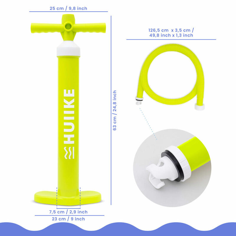 Bomba Sup de Dupla Ação Manual, HUIIKE, Verde Lima, 15 PSI, Estável 2/7