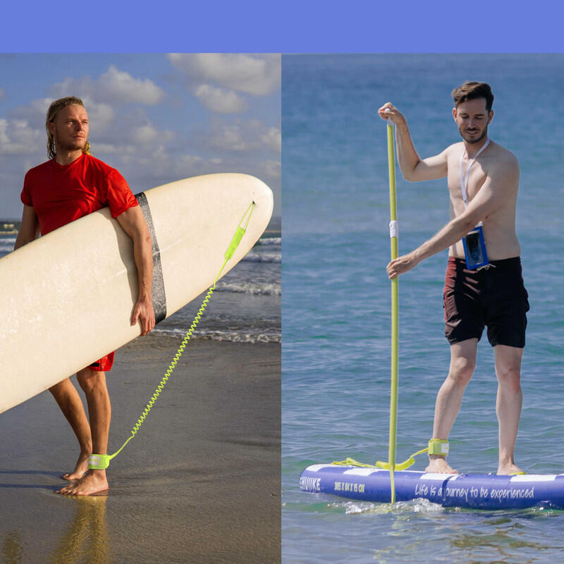 Leash na Paddleboard Spirálový Nastavitelný HUIIKE, Limetkově Zelený, Standardní 6/7