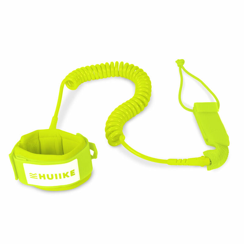 Huiike - Leash Paddle Surf Réglable En Spirale, Huiike, Vert Citron, Standard, Rembourré - Footstrap - Jaune|vert - 70 Mm - Decathlon