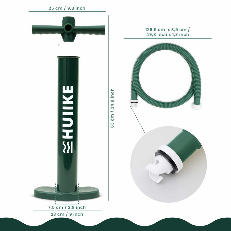 Bomba Sup de Dupla Ação Manual, HUIIKE, Verde, 15 PSI, Estável 2/7