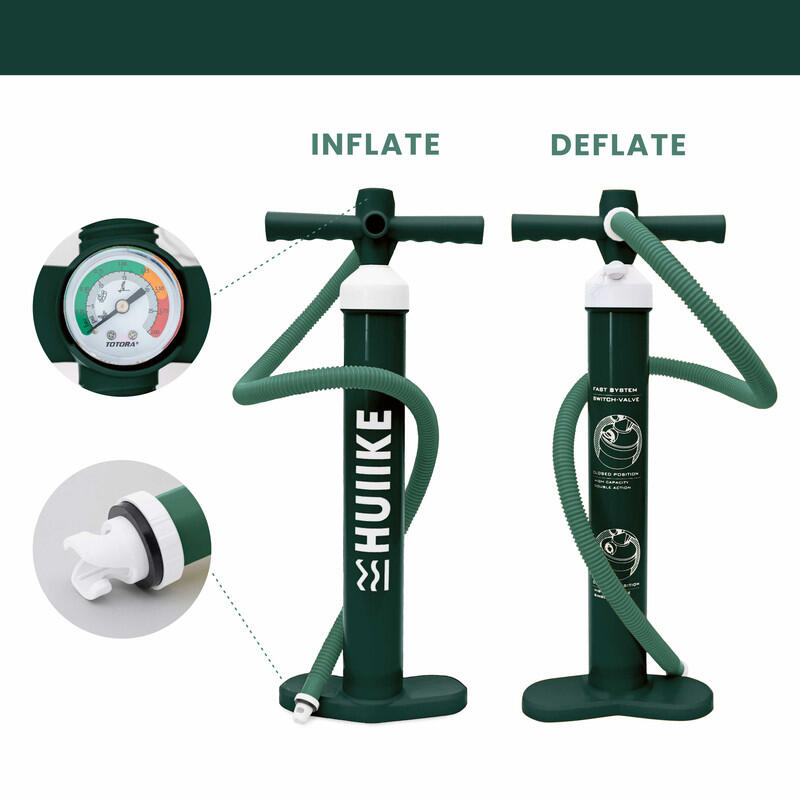 Bomba Sup de Dupla Ação Manual, HUIIKE, Verde, 15 PSI, Estável 3/7