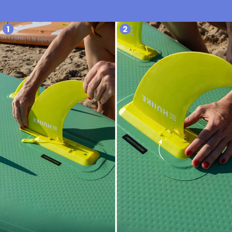 Aripioare pentru SUP 3 Bucăți, Pană de Siguranță HUIIKE, Verde Lime, Detașabil
