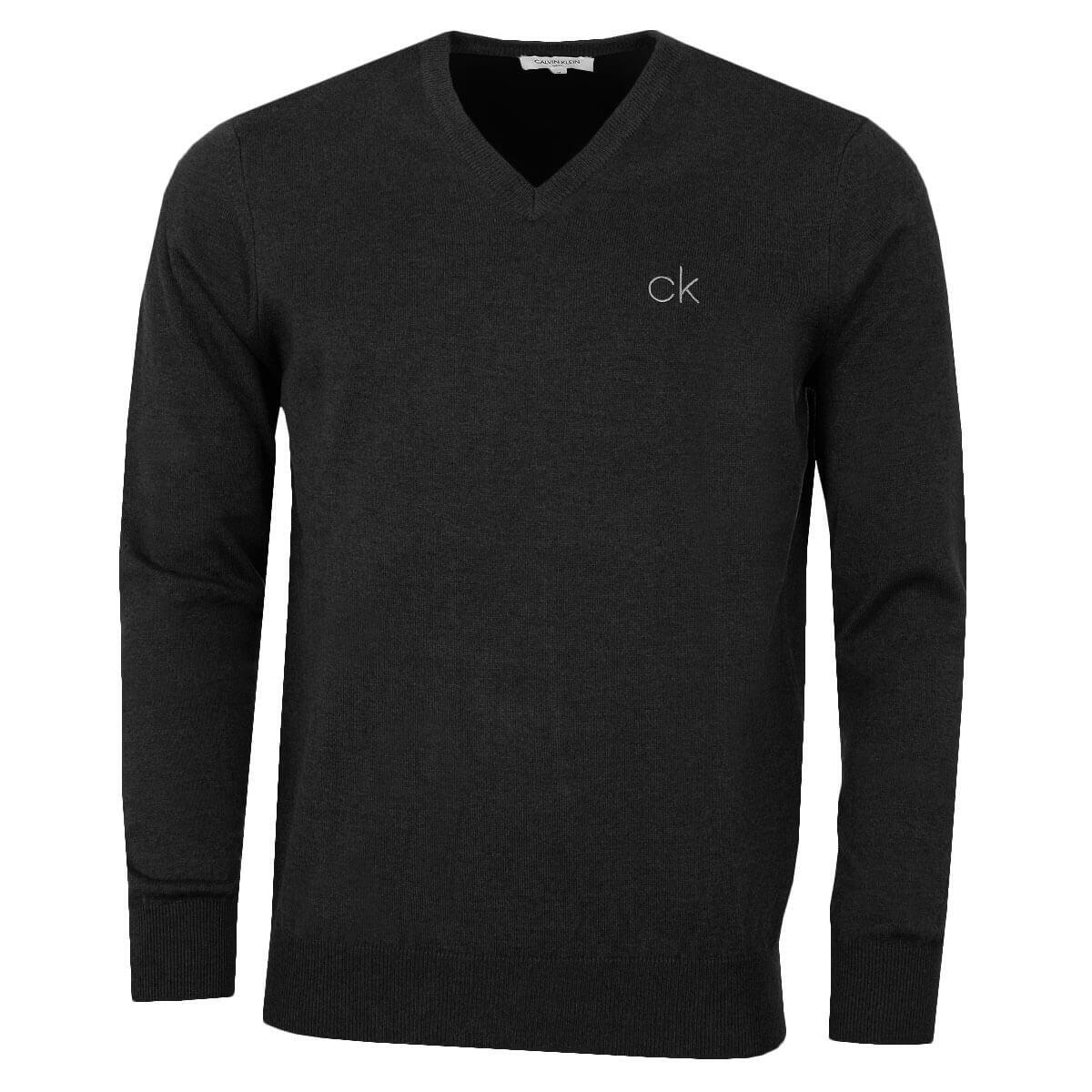 CALVIN KLEIN Calvin Klein Golf Mens V-Neck Tour Sweater - Charcoal Marl - XL