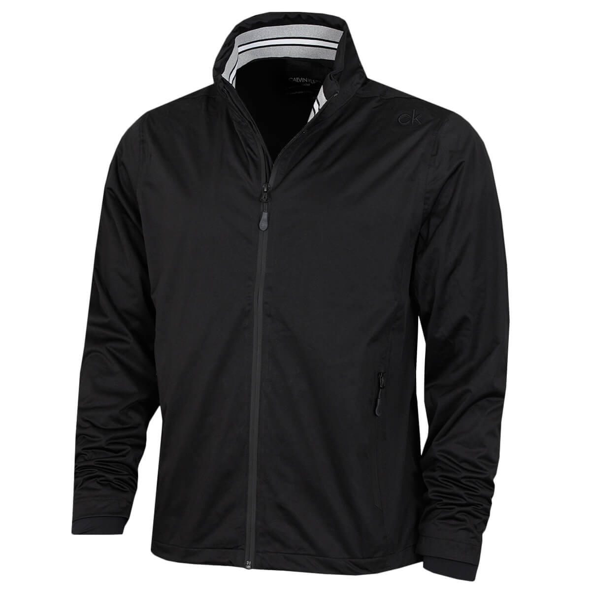 CALVIN KLEIN Calvin Klein Mens Collar Detail Waterproof Jacket - Black/Black - L