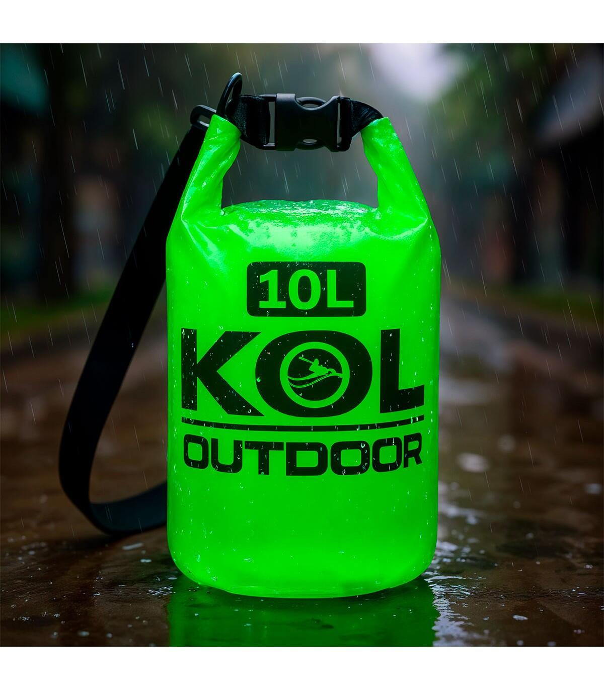 Sac étanche translucide 10L pour activités nautiques, Vert 2/5