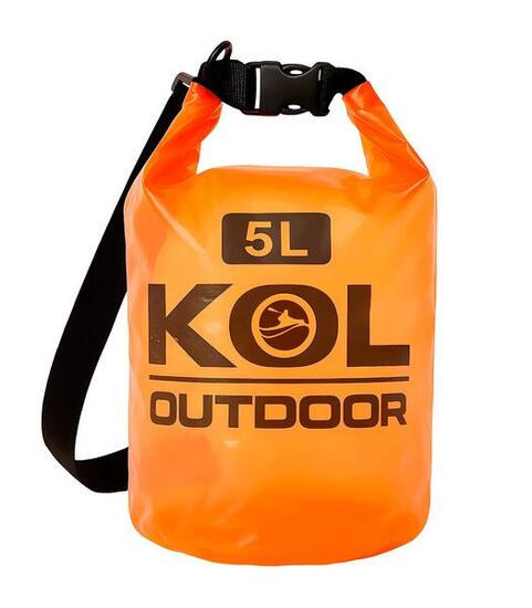 Wasserdichte Tasche 5L transparent orange – Dry Bag Kajak SUP Strand