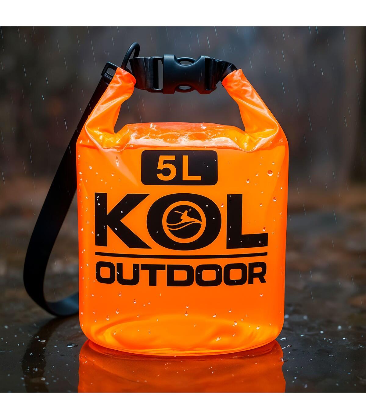 Bolsa impermeável translúcida 5L para atividades aquáticas, laranja 2/4