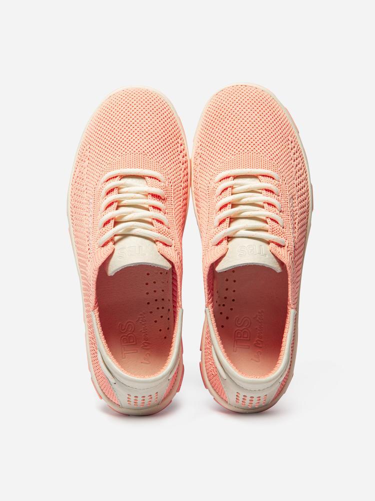 Tennis toile Femme - JAZARIA Rose/rouge 3/4