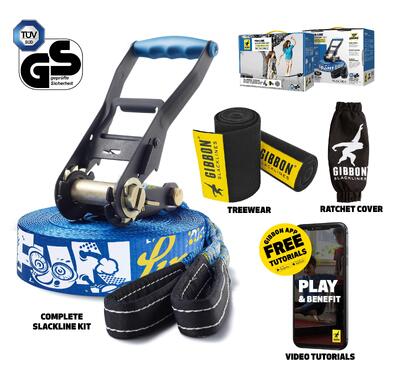 Slackline funline met boombescherming - slacklining - blauw