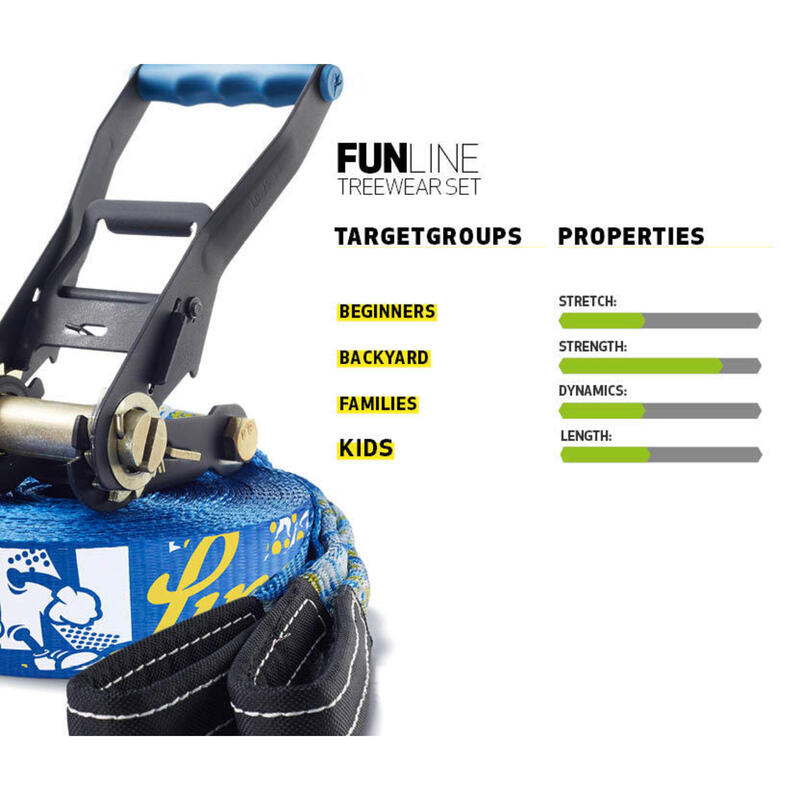 Slackline FUNLINE avec protection des arbres Slackline Bleu GIBBON