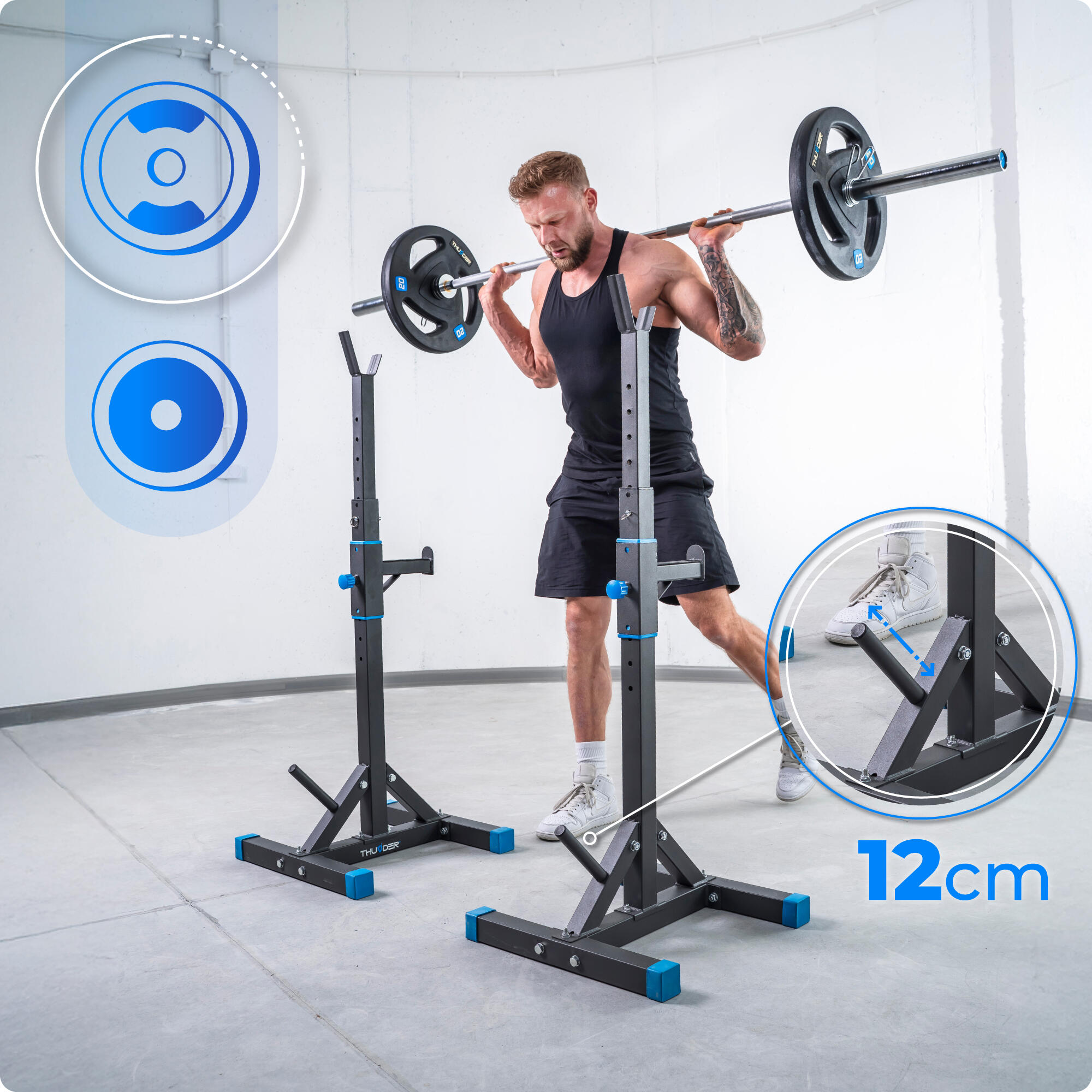 Soporte para barra PRESA ajustable para ejercicios Thunder 6/8
