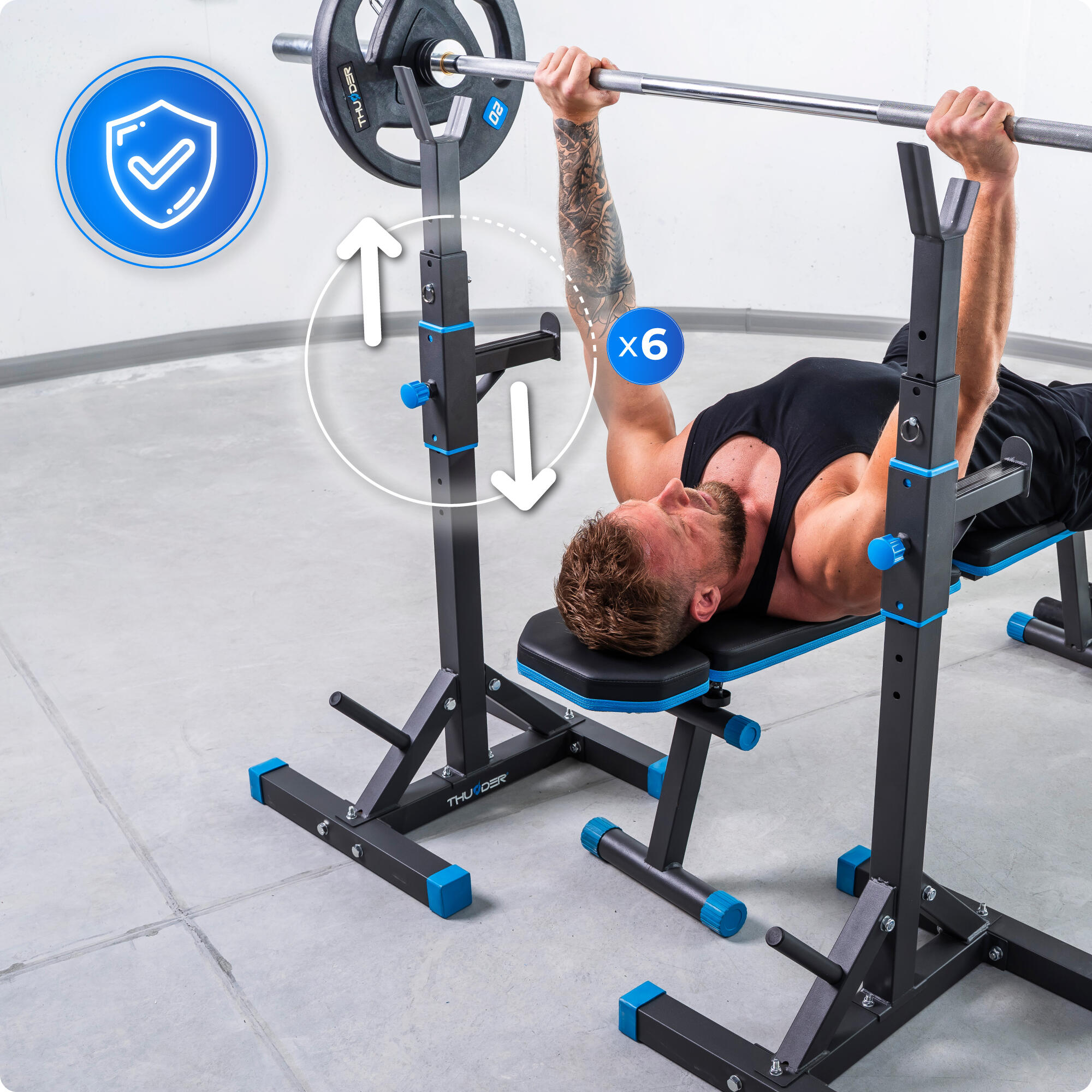 Soporte para barra PRESA ajustable para ejercicios Thunder 5/8