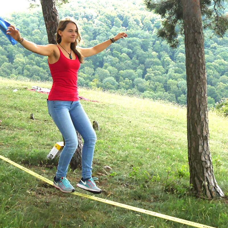 Slackline CLASSICLINE met boombescherming - Slacklining - Geel