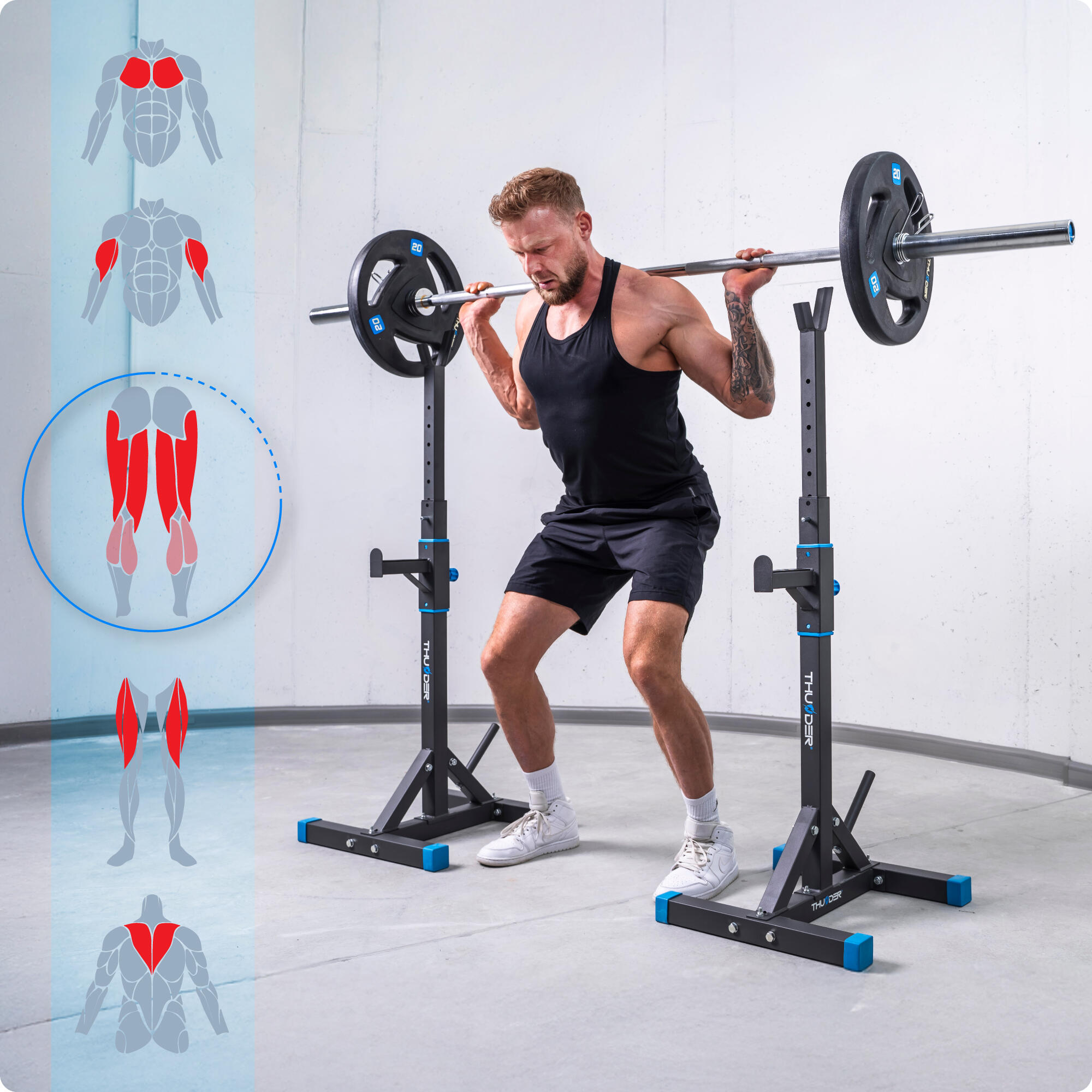 Soporte para barra PRESA ajustable para ejercicios Thunder 3/8