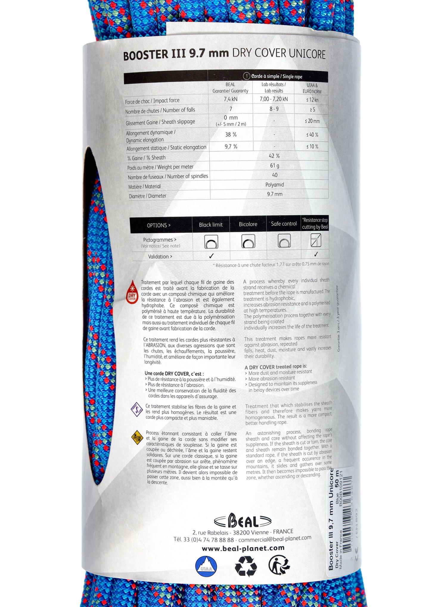 Corde dynamique Beal Booster III 9,7 mm UNICORE Dry Cover 6/6