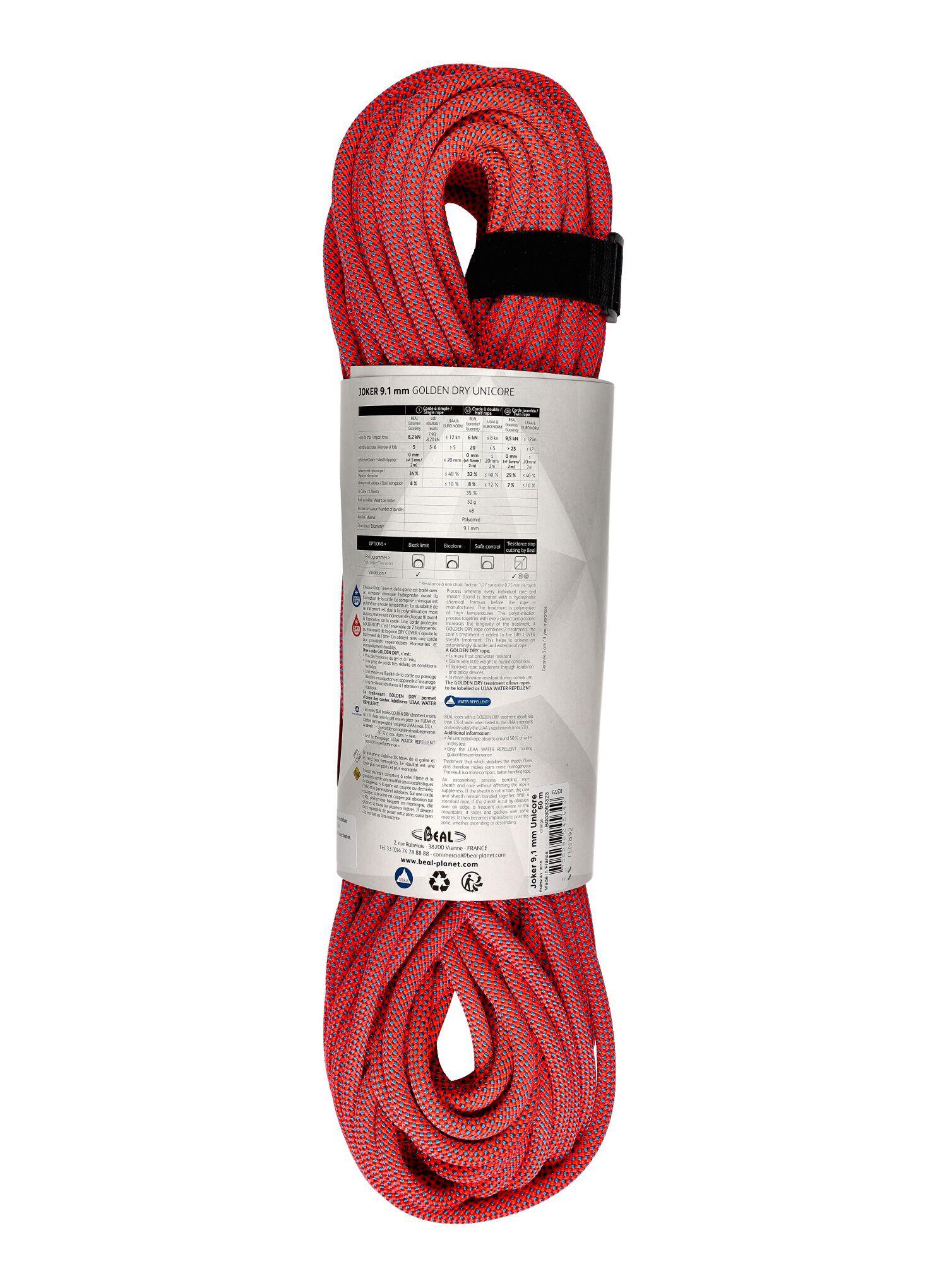Lina wspinaczkowa Beal Joker 9,1 mm 50 m Golden Dry Unicore 3/4
