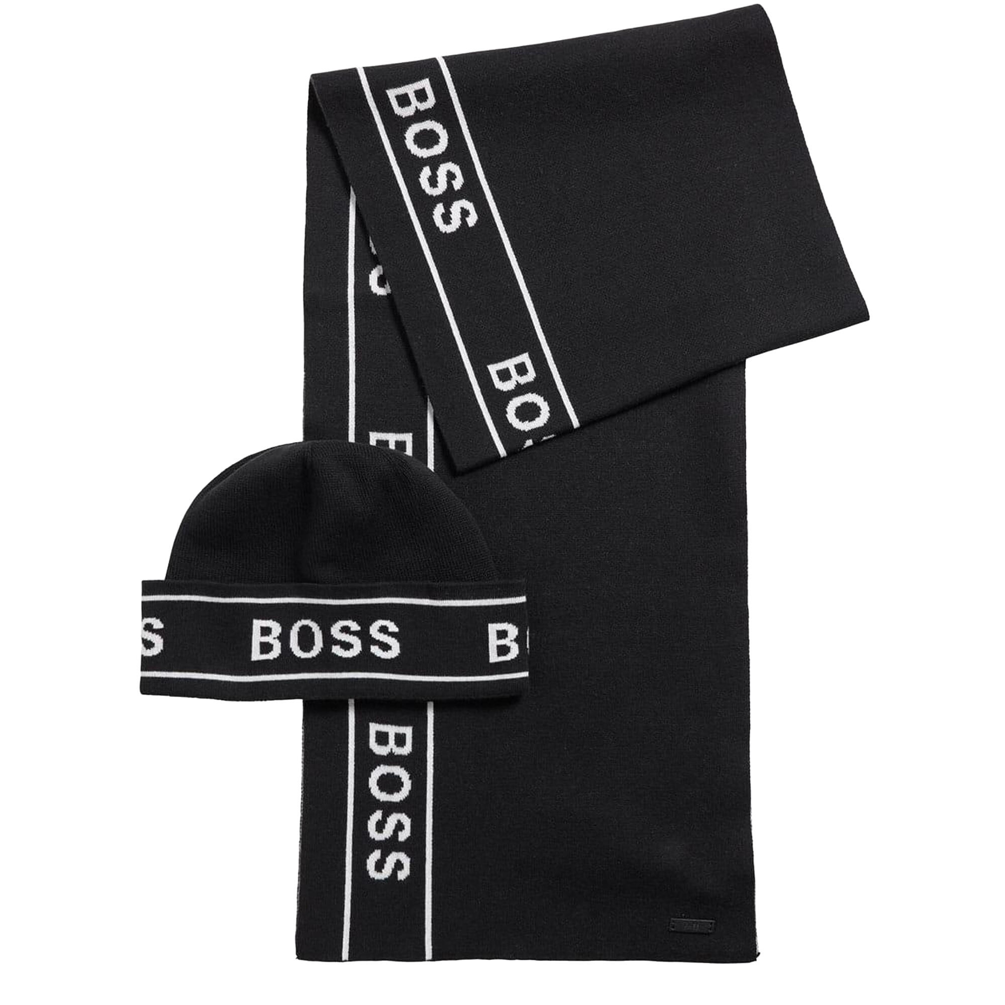 HUGO BOSS Ulfino Hat And Scarf Set (Black)