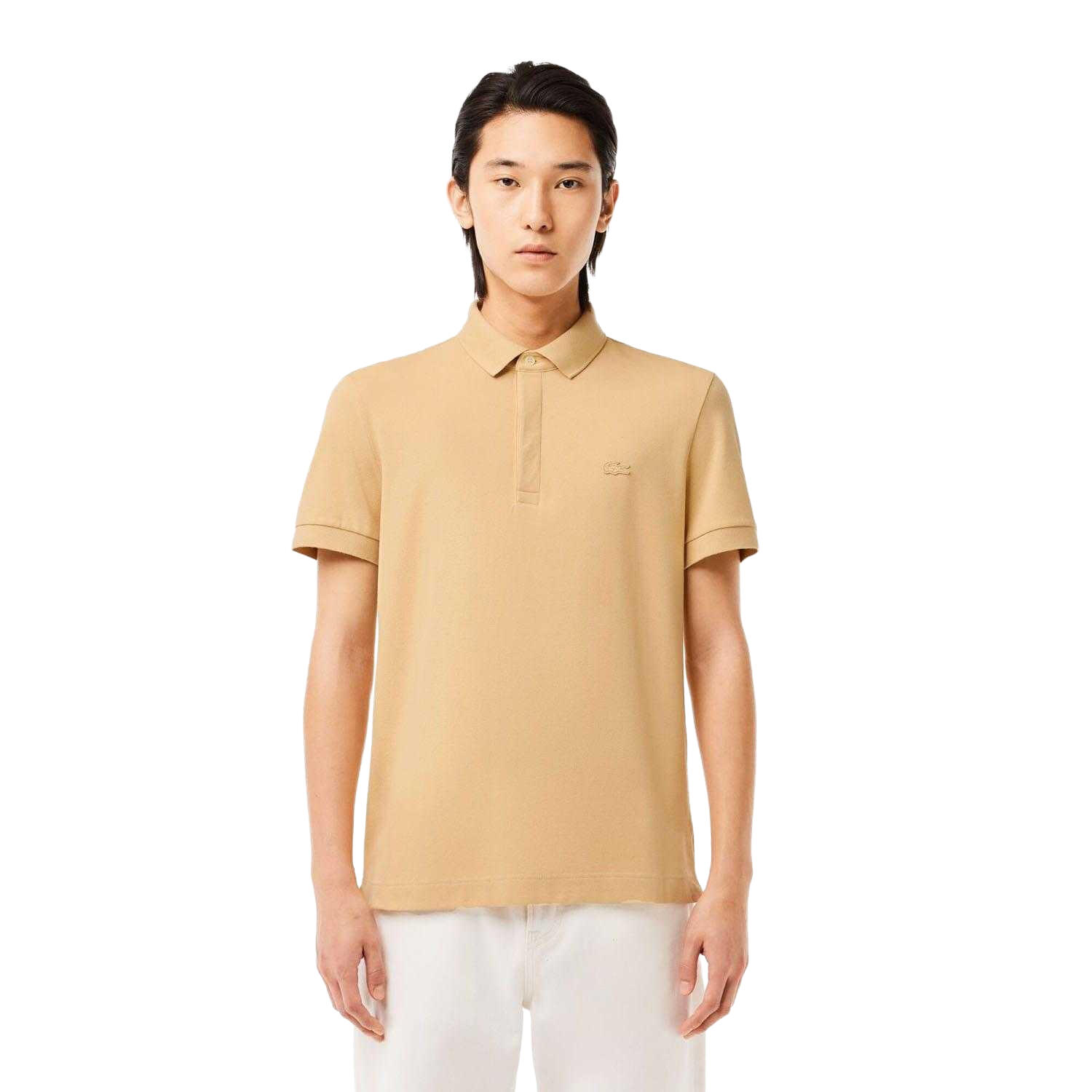 Mens Paris Piqué Stretch Regular Polo Shirt (Beige) 3/4