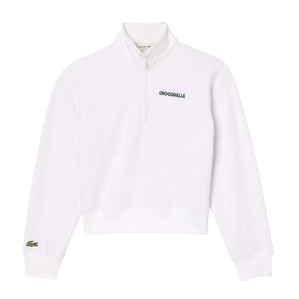 LACOSTE Womens/Ladies Quarter Zip Relaxed Fit Sweatshirt (White)