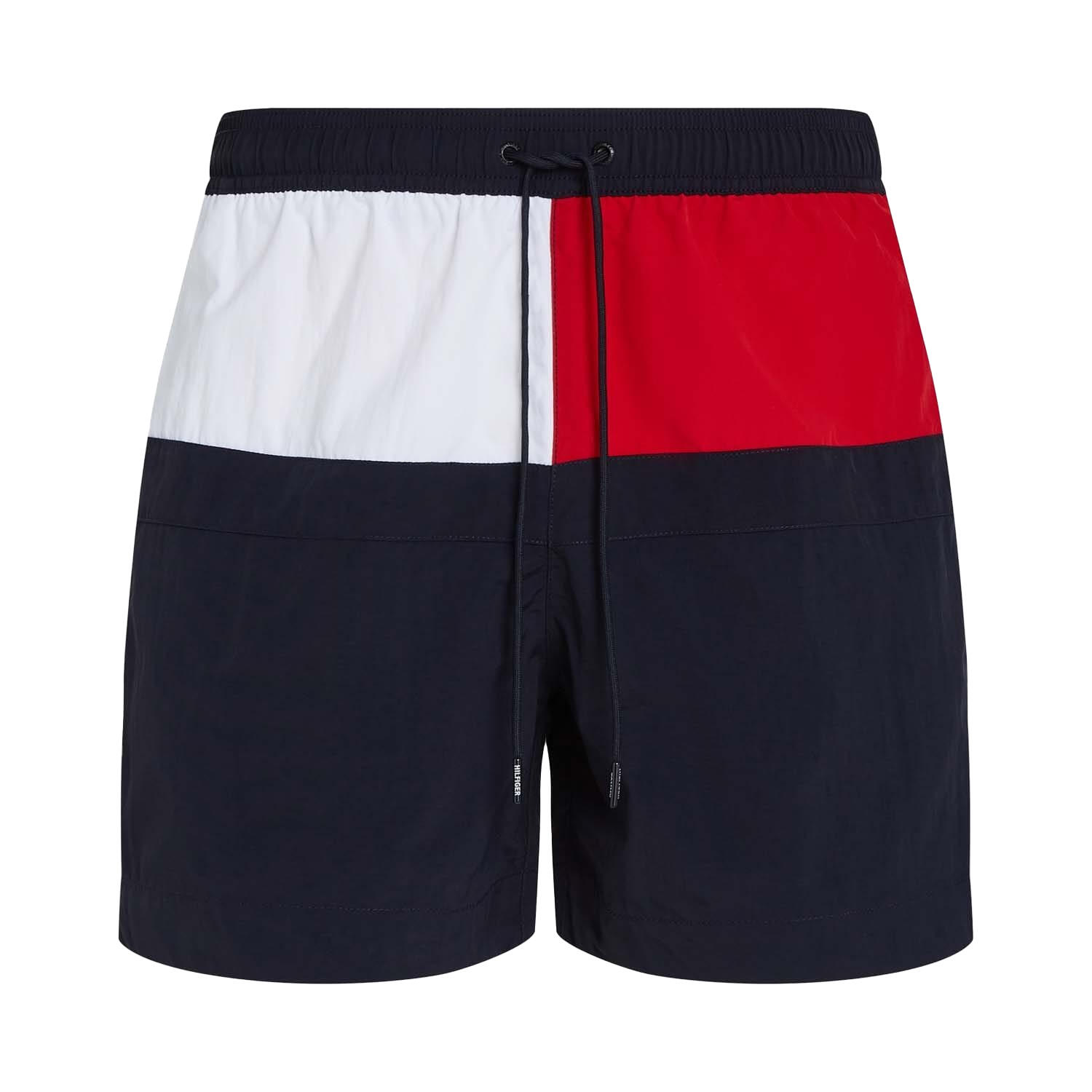 TOMMY HILFIGER Mens Flag Mid Length Swim Shorts (Blue)