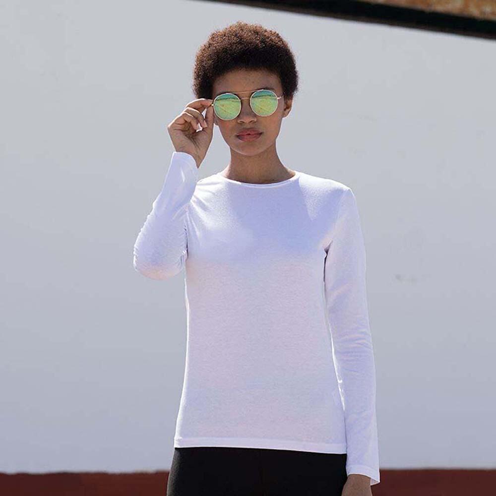 Feel Good Stretch TShirt, langärmlig Damen Weiß 3/4