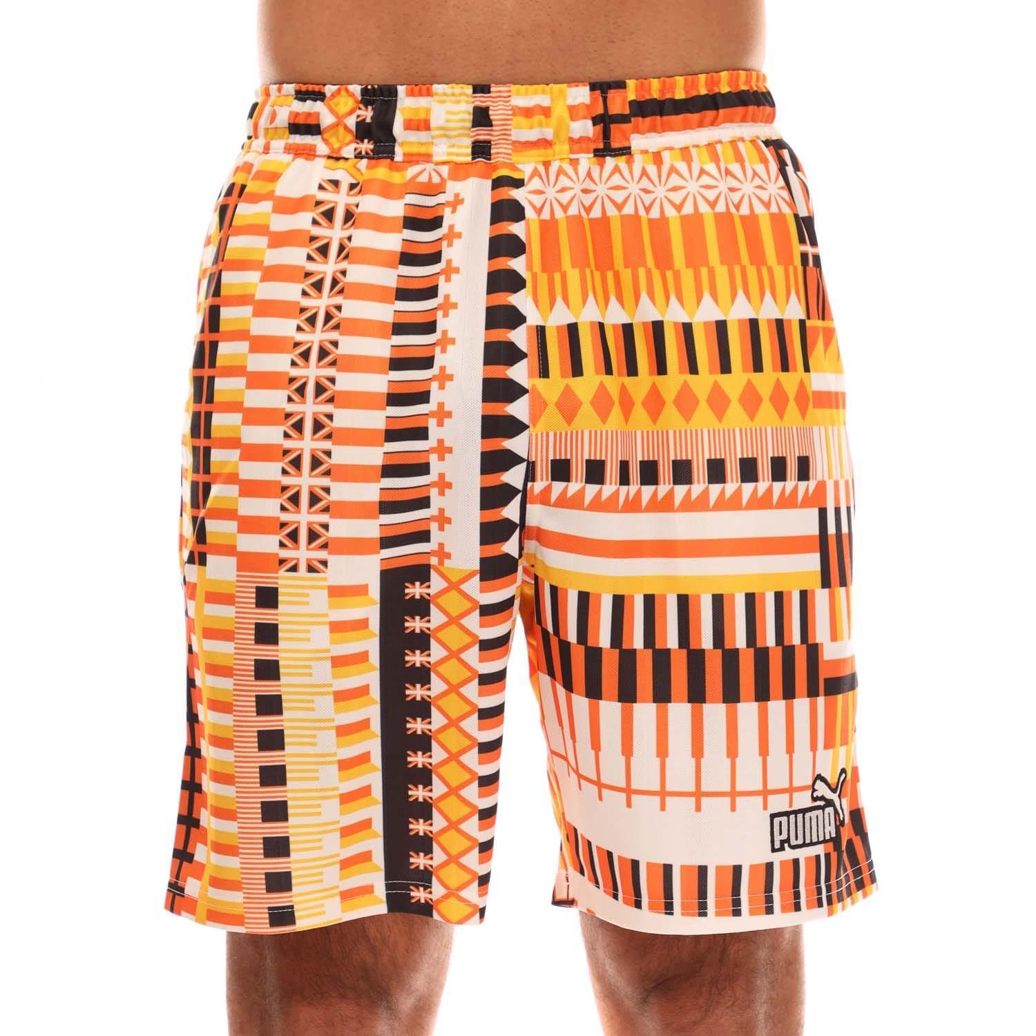 PUMA Mens FanwearCapsule Football Shorts (Orange/Black/White)
