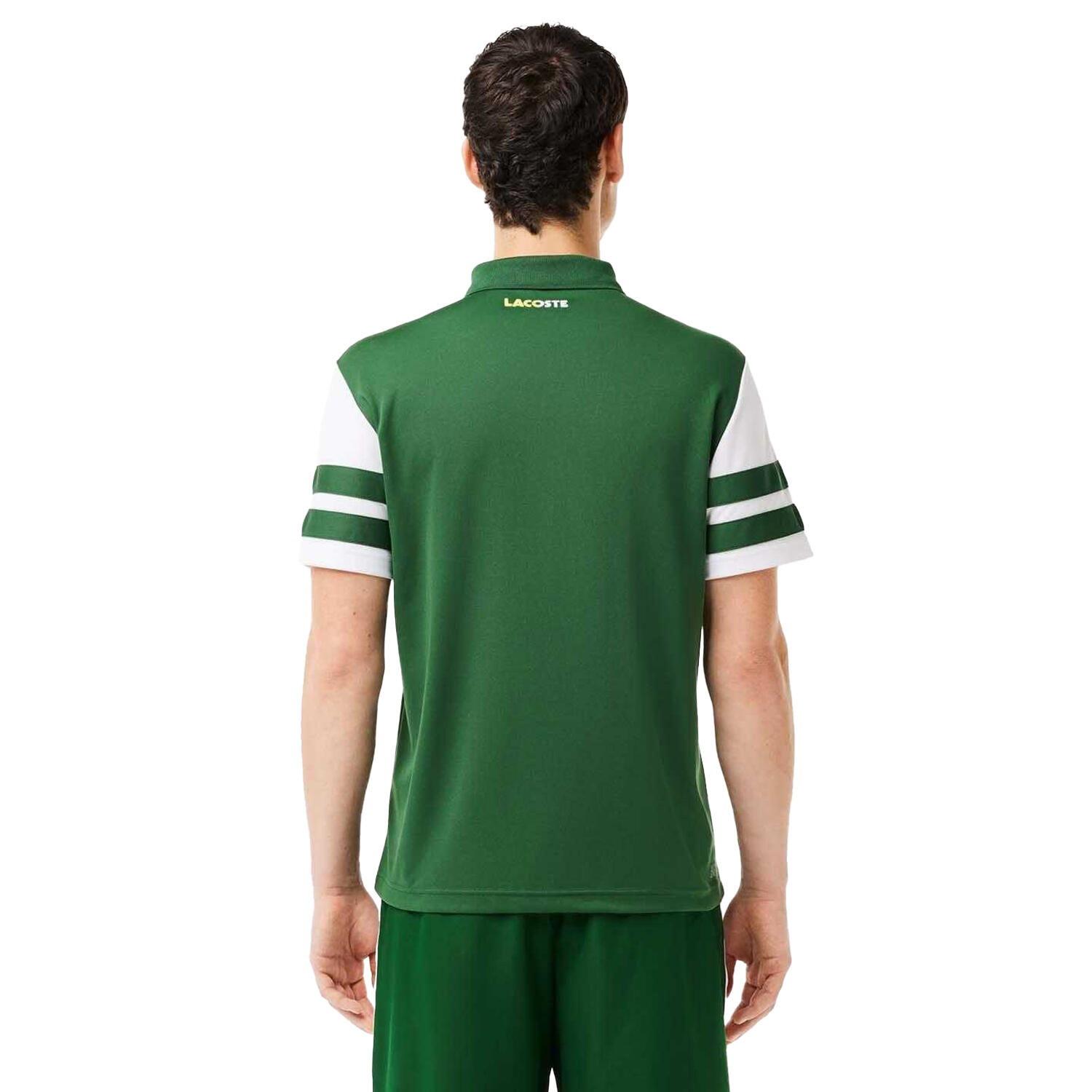 Mens Pique Ultra Dry Tennis Polo Shirt (Green/White) 2/3