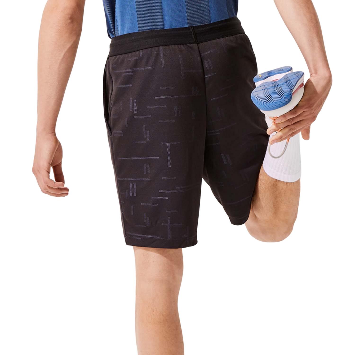 Mens Jacquard Tennis Shorts (Black) 3/4