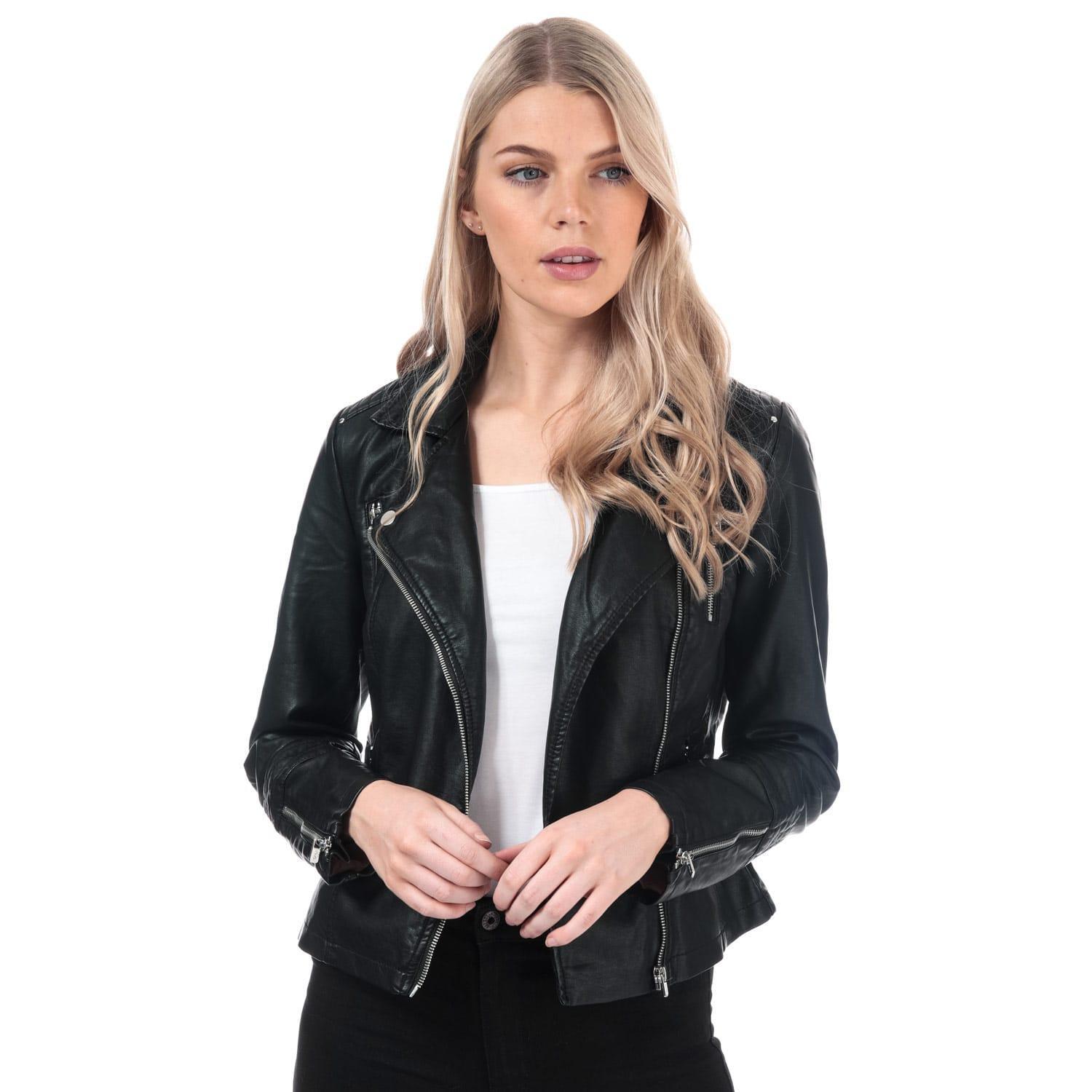 ONLY Womens/Ladies Gemma Faux Leather Biker Jacket (Black)