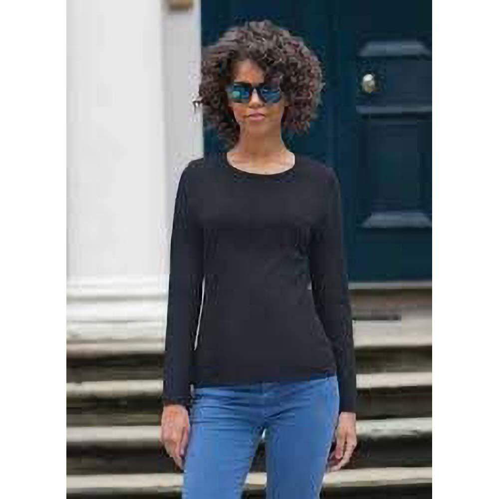 Feel Good Stretch TShirt, langärmlig Damen Schwarz 3/4