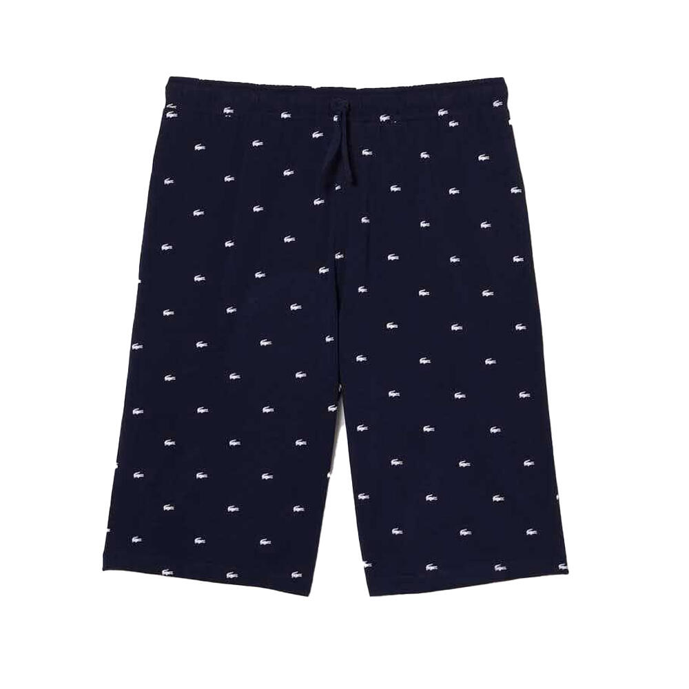 Mens Cotton Jersey Crocodile Print Pyjama Shorts (Blue) 1/3